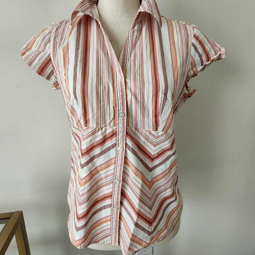 ALC multi color striped short-sleeved shirt | M